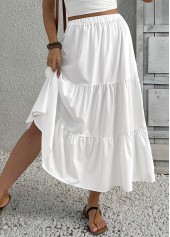 White A Line Elastic Waist Skirt