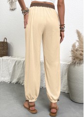 Beige Jogger Drawastring High Waisted Pants | thumb picture 