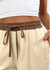 Beige Jogger Drawastring High Waisted Pants | thumb picture 