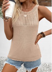 Light Camel Sleeveless Round Neck Tank Top | thumb picture 