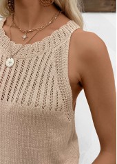 Light Camel Sleeveless Round Neck Tank Top | thumb picture 