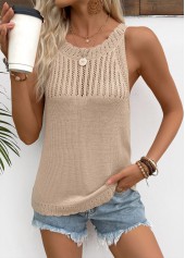 Light Camel Sleeveless Round Neck Tank Top | thumb picture 