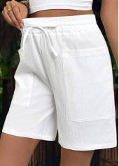 White Elastic Waist High Waisted Shorts | thumb picture 