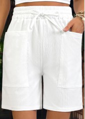 White Elastic Waist High Waisted Shorts | thumb picture 