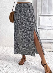 Black A Line Elastic Waist Maxi Skirt | thumb picture 