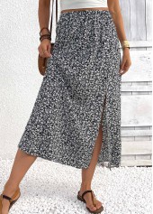 Black A Line Elastic Waist Maxi Skirt | thumb picture 