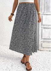Black A Line Elastic Waist Maxi Skirt | thumb picture 