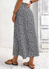 Black A Line Elastic Waist Maxi Skirt | thumb picture 