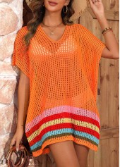 Striped Orange V Neck Cover Up | thumb picture 