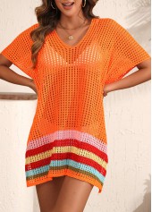 Striped Orange V Neck Cover Up | thumb picture 