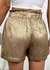 Champagne Tie Elastic Waist High Waisted Shorts | thumb picture 