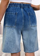 Denim Blue Ombre Wide Leg Button Fly Shorts | thumb picture 