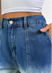 Denim Blue Ombre Wide Leg Button Fly Shorts | thumb picture 