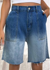 Denim Blue Ombre Wide Leg Button Fly Shorts | thumb picture 
