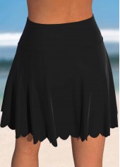High Waisted Black Scalloped Hem Swim Skirt | thumb picture 
