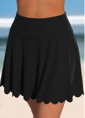 High Waisted Black Scalloped Hem Swim Skirt | thumb picture 