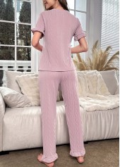 Light Pink Short Sleeve Lounge Top and Pants | thumb picture 