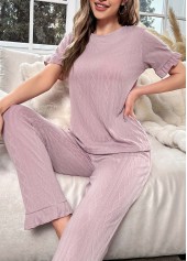 Light Pink Short Sleeve Lounge Top and Pants | thumb picture 