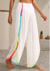 White Split Patchwork Tassel Beach Pants | thumb picture 