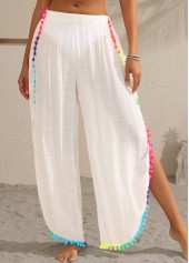 White Split Patchwork Tassel Beach Pants | thumb picture 