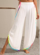 White Split Patchwork Tassel Beach Pants | thumb picture 