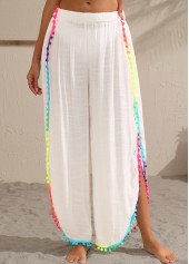 White Split Patchwork Tassel Beach Pants | thumb picture 