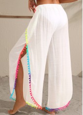 White Split Patchwork Tassel Beach Pants | thumb picture 