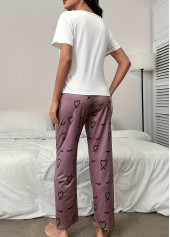 Dark Reddish Purple Letter Print Lounge Top and Pants | thumb picture 