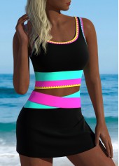 High Waisted Black Patchwork Bikini Set | thumb picture 