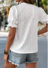 White Tummy Coverage Short Sleeve V Neck T Shirt | thumb picture 