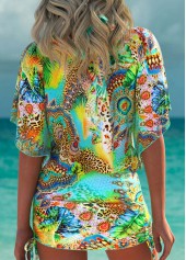 Tropical Plants Print Green Cover Up | thumb picture 