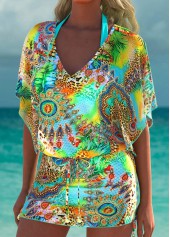 Tropical Plants Print Green Cover Up | thumb picture 