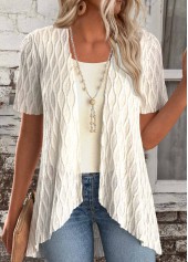 Beige Short Sleeve Fake Two Piece Twinset | thumb picture 