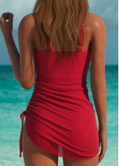 Red V Neck One Piece Swimdress | thumb picture 