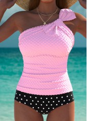 Mid Waisted Polka Dot Pink Tankini Set