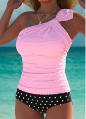Mid Waisted Polka Dot Pink Tankini Set | thumb picture 