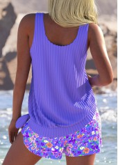 Mid Waisted Ditsy Floral Print Light Purple Tankini Set | thumb picture 