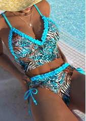 Mid Waisted Leopard Blue Bikini Set | thumb picture 