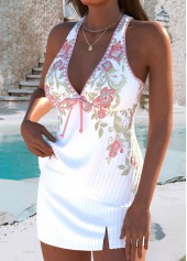 Mid Waisted Random Floral Print Pink Tankini Set | thumb picture 