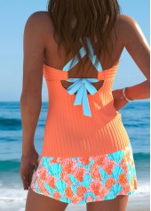 Mid Waisted Marine Life Print Orange Tankini Set | thumb picture 
