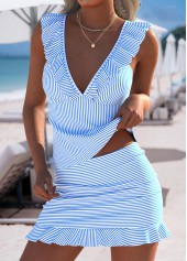 Mid Waisted Striped Light Blue Tankini Set | thumb picture 
