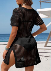 Black Pocket Short Sleeve Button Cover Up | thumb picture 