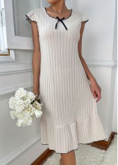 Beige Short Sleeve Round Neck Nightdress | thumb picture 