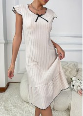 Beige Short Sleeve Round Neck Nightdress | thumb picture 