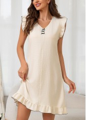 Beige color Sleeveless V Neck Nightdress | thumb picture 