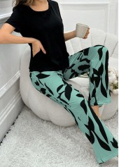 Mint Green Plants Print Lounge Top and Pants
