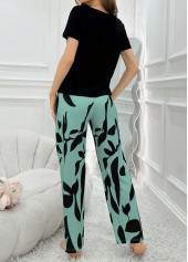 Mint Green Plants Print Lounge Top and Pants | thumb picture 