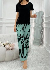 Mint Green Plants Print Lounge Top and Pants | thumb picture 