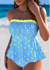 Mid Waisted Ditsy Floral Print Sky Blue Tankini Set | thumb picture 