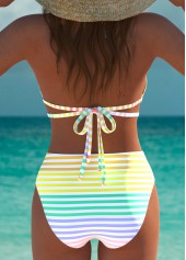 Mid Waisted Multi Stripe Print Bikini Set | thumb picture 